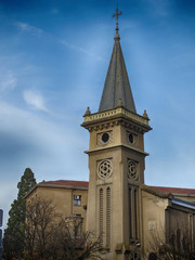 Tower architecture Detail in downtown Pamplona Spain