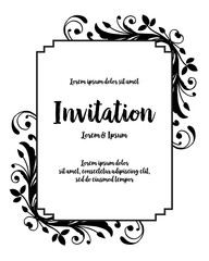 invitation design background with flower hand draw vector art