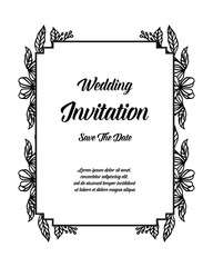 invitation design background with flower hand draw vector art