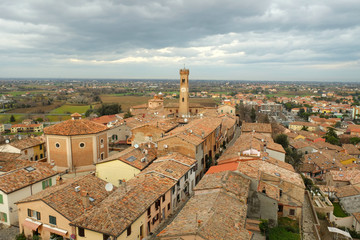 View of Santarcangelo di Romagna from medieval fortress walls