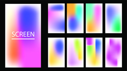 Vector EPS 10 Gradient Set. Different colors. Modern Smartphone screen, mobile app Template. Design for Wallpaper, background, banner, flyer, Social media post. 