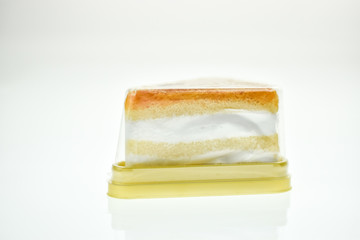 Egg Yolk Thread Cakes stuffed with cream on a white background