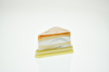 Egg Yolk Thread Cakes stuffed with cream on a white background