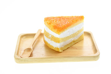 Egg Yolk Thread Cakes stuffed with cream on a white background
