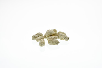 Peanuts on a white background