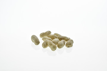 Peanuts on a white background
