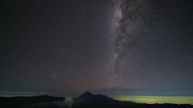 Stars and the milky way over the Mt.Semeru, Indonesia.
