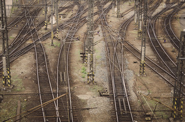 Obraz premium Railed away, lot of tracks in Prague