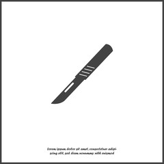 Vector icon scalpel medical surgical on white isolated background.