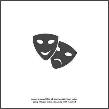 Vector Image Theatrical face mask. Drama and comedy, laughter and crying on white isolated background