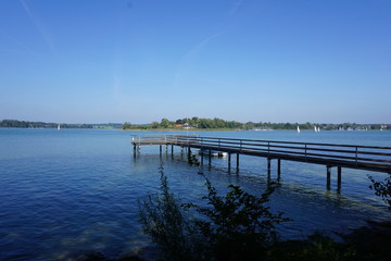 Obraz premium North Chiemsee as seen from Herrenchiemsee island