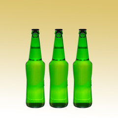 Beer bottles. Isolated on a colored background.