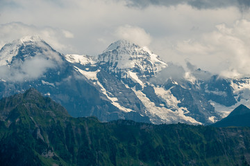 Fototapeta premium Snow covered mountain peaks in Switzerland
