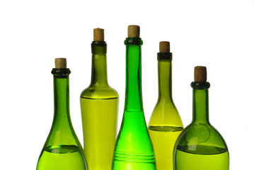 Wine bottles Isolated on white and color background. Place for your text.