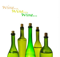 Wine bottles Isolated on white and color background. Place for your text.