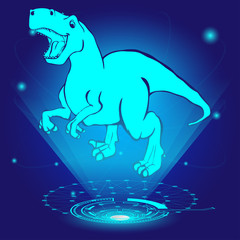 3D hologram of Tyrannosaurus. Vector illustration.
