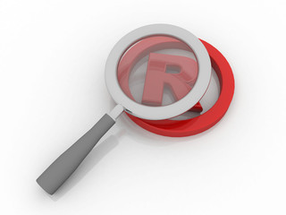 3d rendering Business Registered Trademark Symbol search Concept