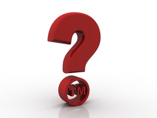 3d rendering question mark with TM