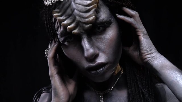 Girl with big lips microdermals in the head