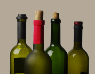 Wine bottles on a light background. A place for your text.