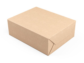 Box wrapped in recycled paper. Parcel or gift.