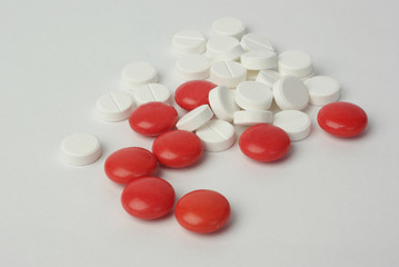 The medicine. Tablets on white background