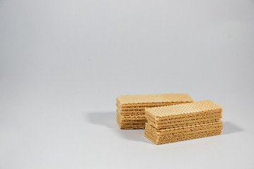 Wafer candy filled with vanilla cream on a white background