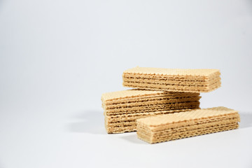 Wafer candy filled with vanilla cream on a white background