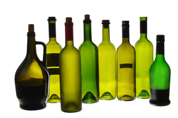 Empty wine bottles. Recycling. No alcohol!
