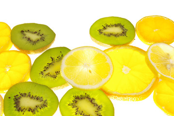 Kiwi, lemons and grapefruit slice