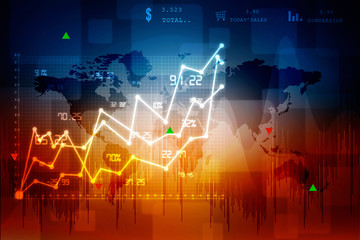 2d rendering Stock market online business concept. business Graph 