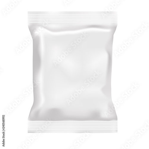 Download Realistic Empty Plastic Foil 3d Package Polypropylene Pillow Bag Mock Up Vector Template For Design Presentation Advertising Promo Eps 10 Front View Vertical Wall Mural Yulliash