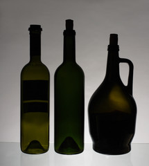 Empty wine bottles. Recycling. No alcohol!
