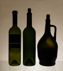 Empty wine bottles. Recycling. No alcohol!