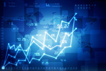 2d rendering Stock market online business concept. business Graph 