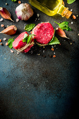 Raw beef fillet steaks mignon