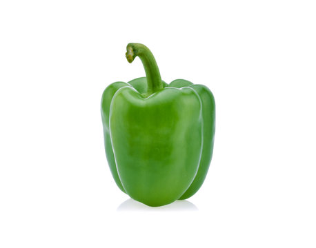 Green Pepper On White Background .