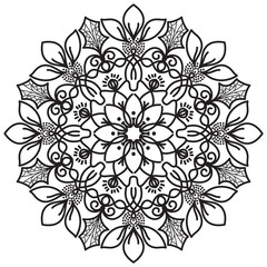 Mandala flower freehand drawing vintage style decorative pattern elements isolated on white background for abstract concepts