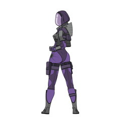 Hot woman in a purple space suit with high detail