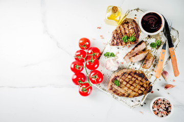 Grilled meat, bbq beef steak