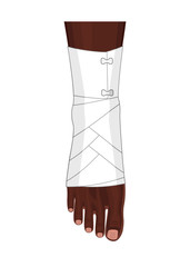 Correct way to wrap an ankle by flexible elastic supportive orthopedic bandage (sprain, strain).
