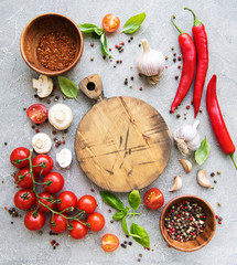 Empty board and vegetables