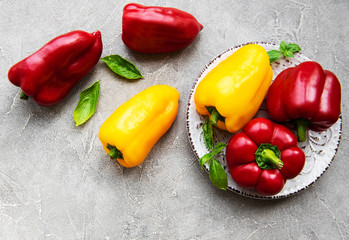 Bell peppers on a concrete background