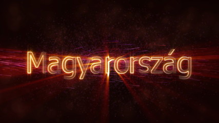 Hungary in local language Magyarorszag - Shiny country name text