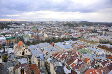 Fototapeta na wymiar View of the city. Roofs of houses