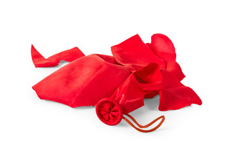 Popped balloon isolated on white background. ( Clipping path )