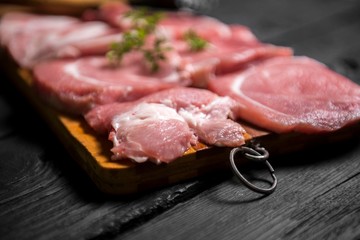 close up scene of raw pork meat.