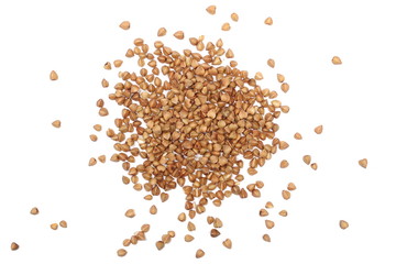 Buckwheat isolated on white background, top view