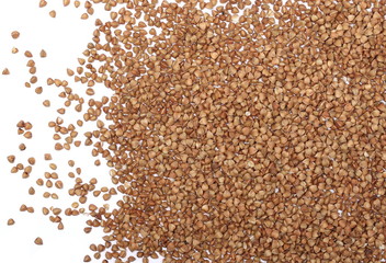 Buckwheat isolated on white background, top view