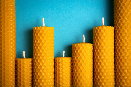 candles with wax honeycomb